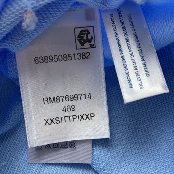 Tommy Hilfiger Light Blue Cotton Cropped Crewneck Logo Hoodie Sweatshirt XXS - Picture 5 of 6